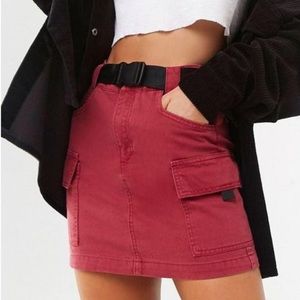 FOREVER21 Red Denim Cargo Skirt